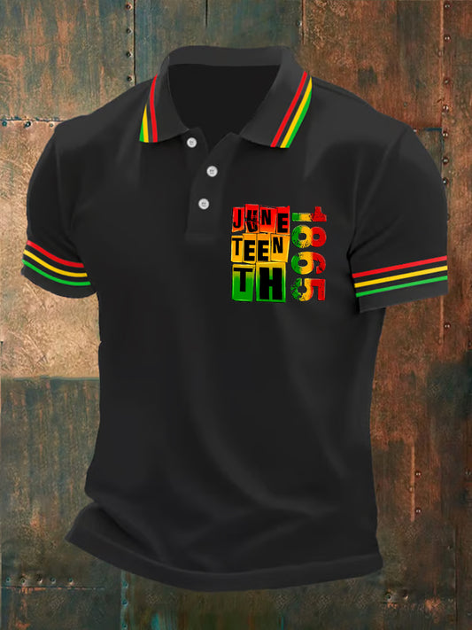 Men's 1865 Juneteenth Printed Casual Polo Shirt
