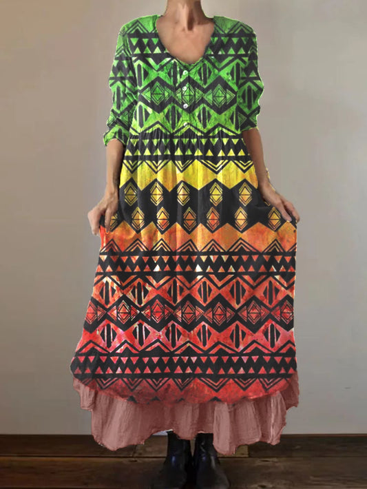 Women's Black Women Art Print Shirt Dress