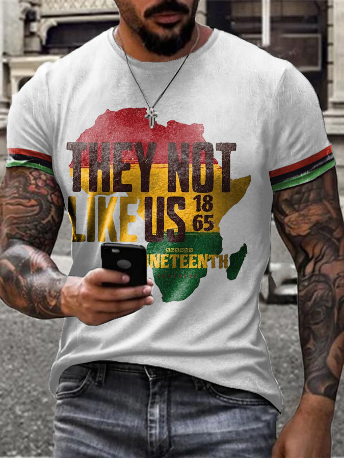 Men's Juneteeth Black History They Not Like Us Printed T-shirt