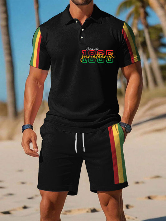 Men's Black History Juneteeth 1865 Printed Polo Sets