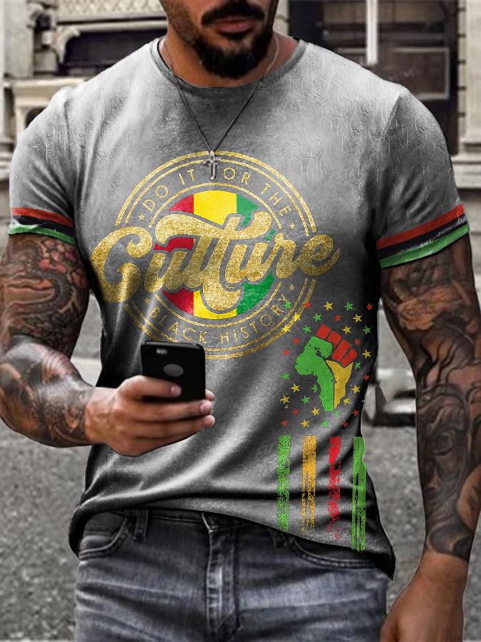 Men's Juneteeth Black History Printed T-shirt