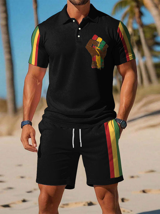 Men's Black History Juneteeth 1865 Printed Polo Sets