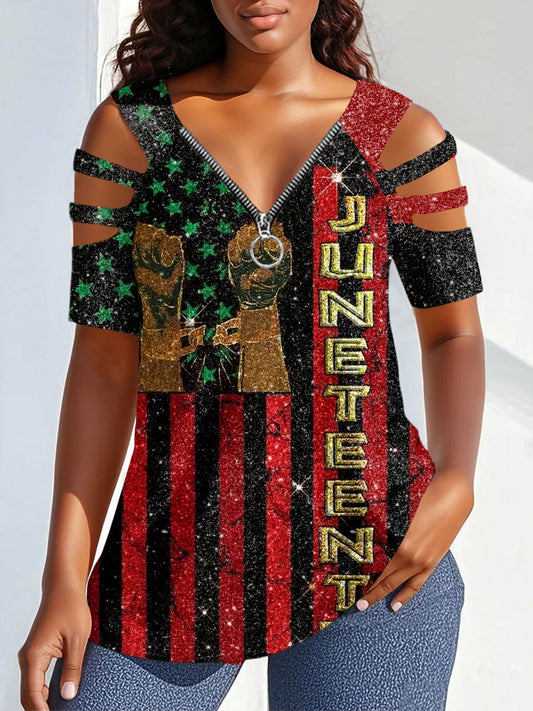 Women's Black History Juneteeth Printed Tops