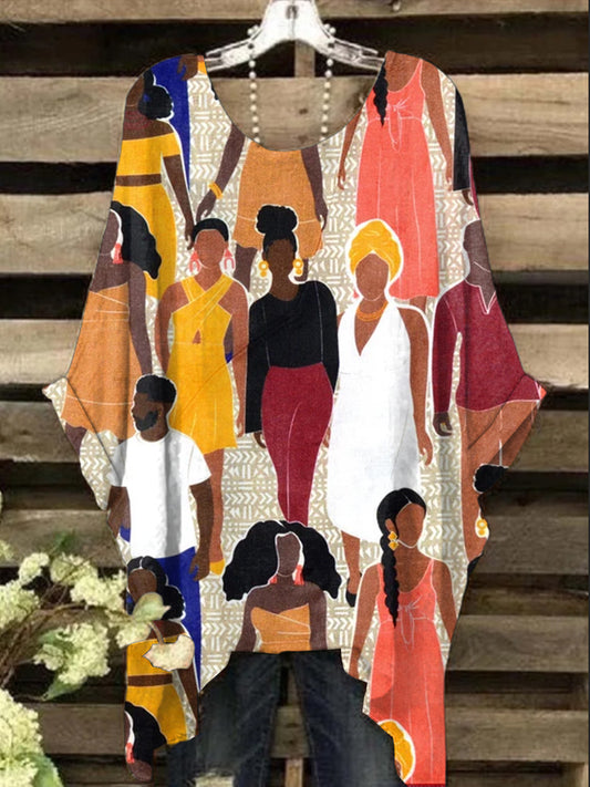 Women's Juneteenth Retro  African Art Print Printed Top