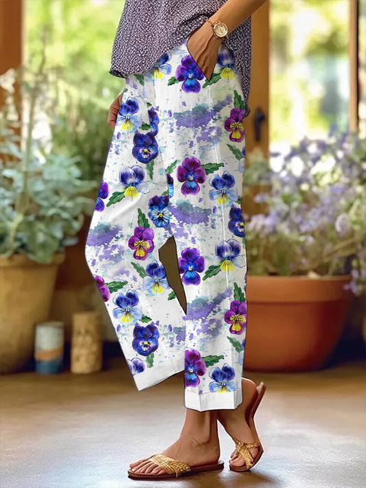 Women's Alzheimer's Disease Floral Print T-shirt Trousers