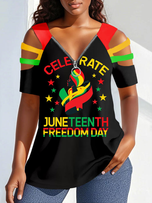 Women's Black Juneteenth Top