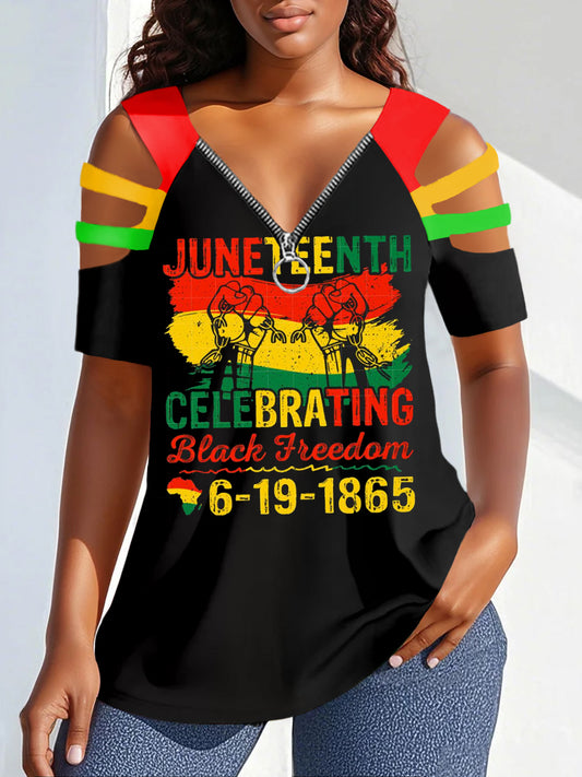 Women's Black Juneteenth Top