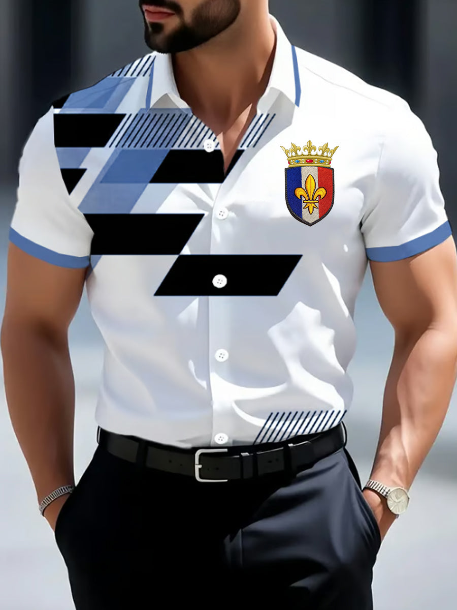 Chemise à manches courtes France Business Style pour homme