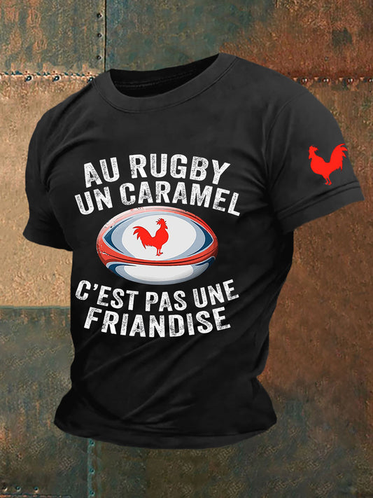 T-shirt à manches courtes Au Rugby Un Caramel C'est Pas Une Friandise Homme